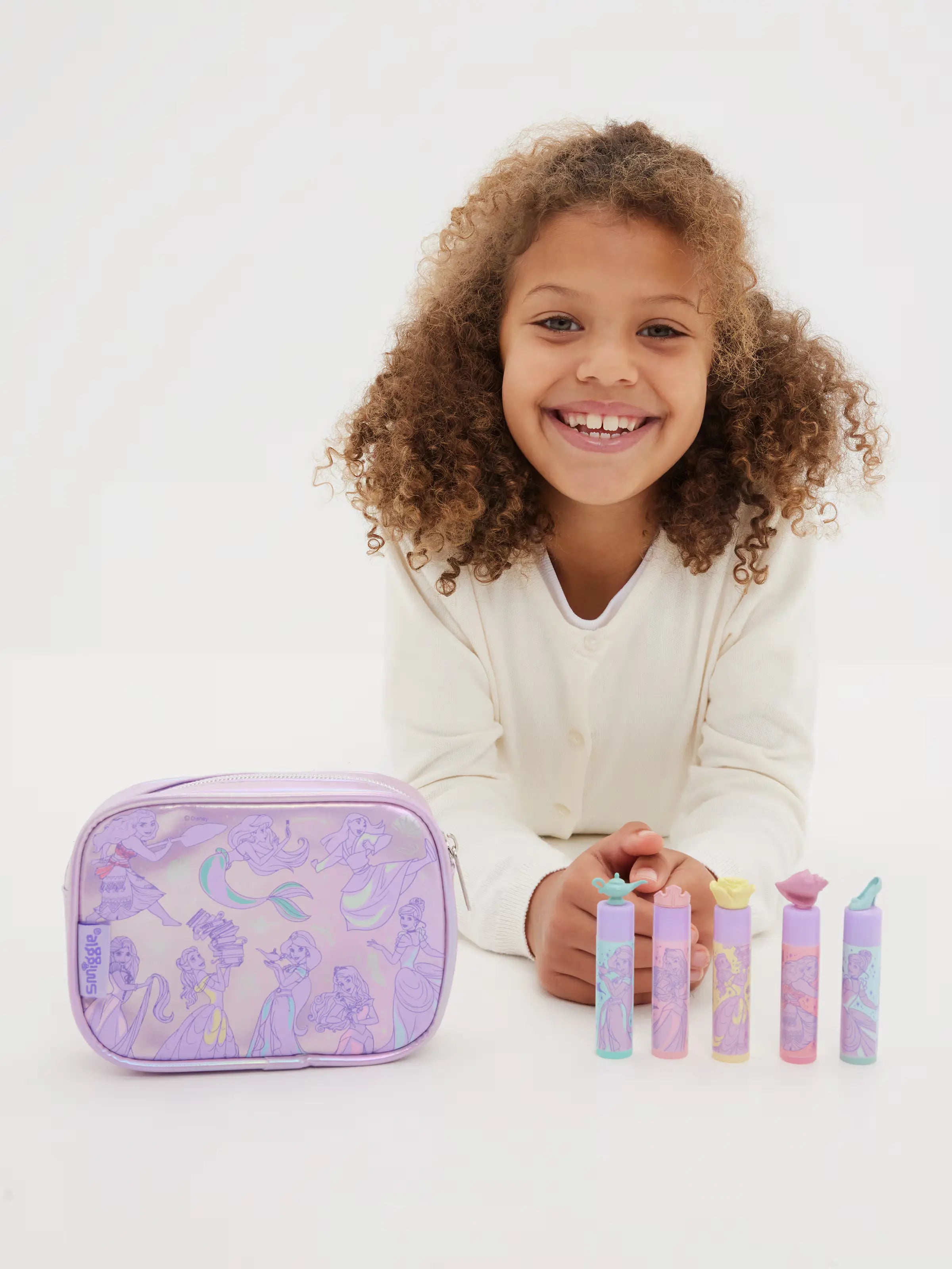 Smiggle - Disney Ensemble de 5 Baumes à Lèvres et Sac de Princesse