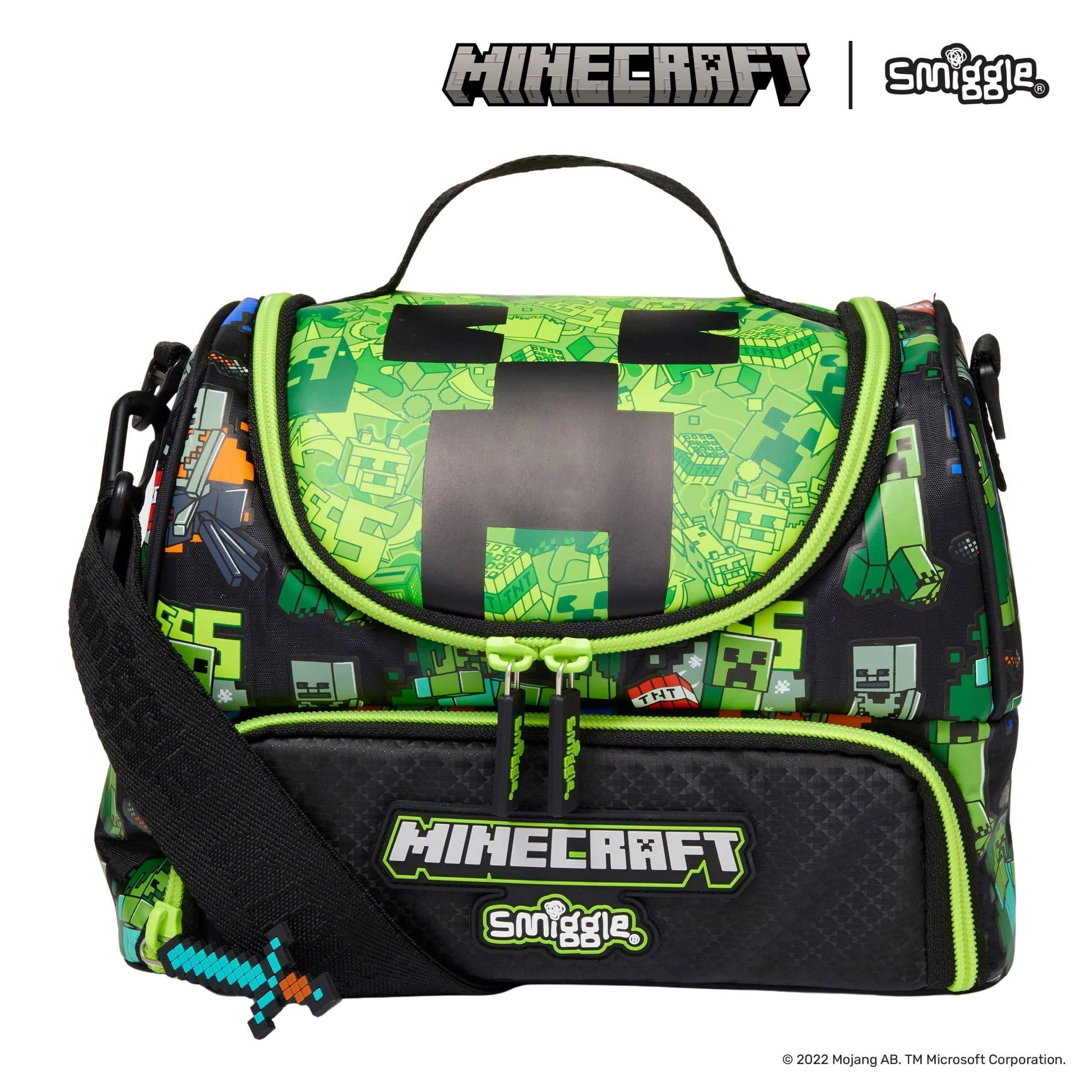 Smiggle - Minecraft Çift Katlı Askılı Beslenme Çantası-Dinossi