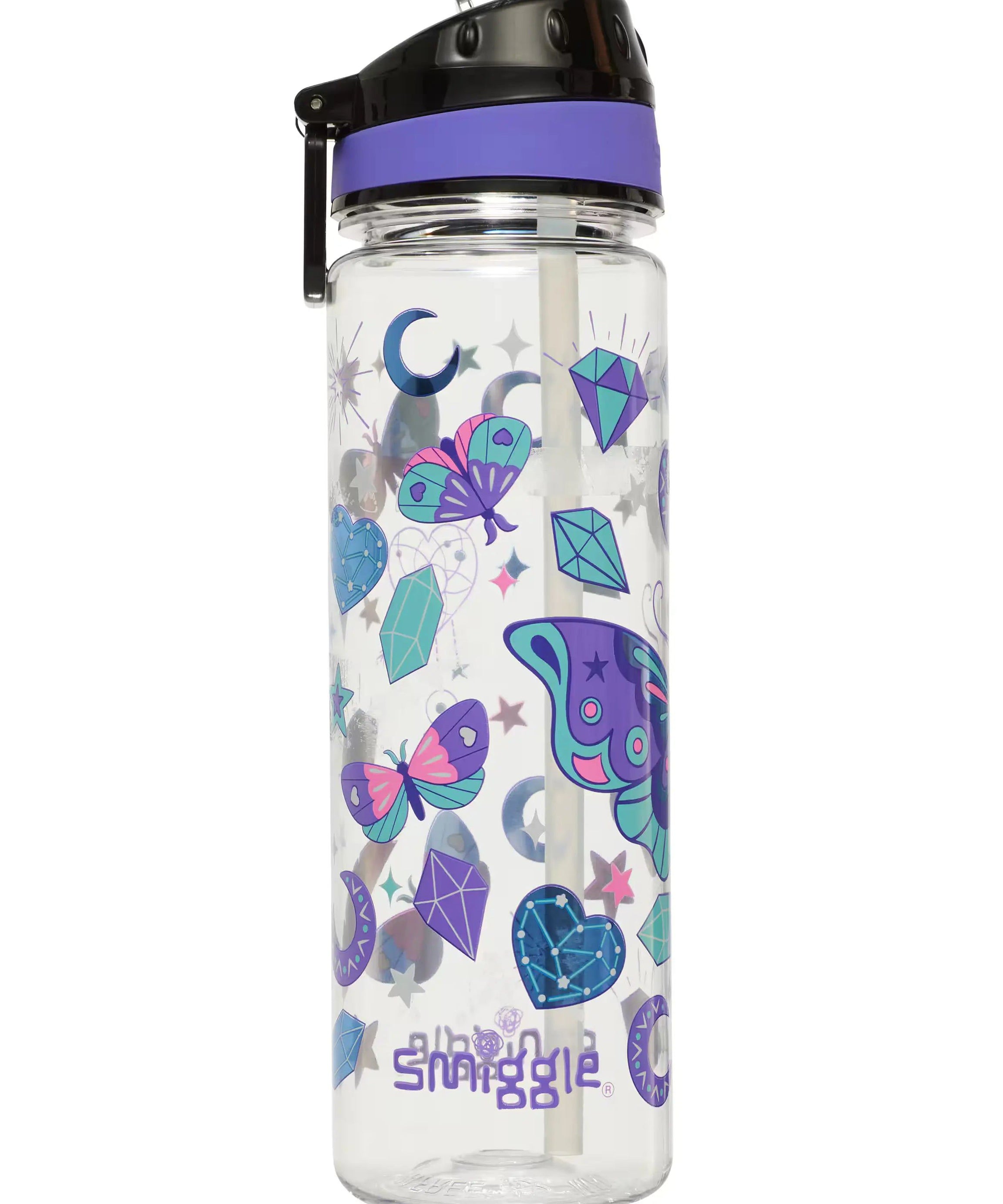 Smiggle - Fly High BPAsız 650ML Pipetli Suluk-Dinossi