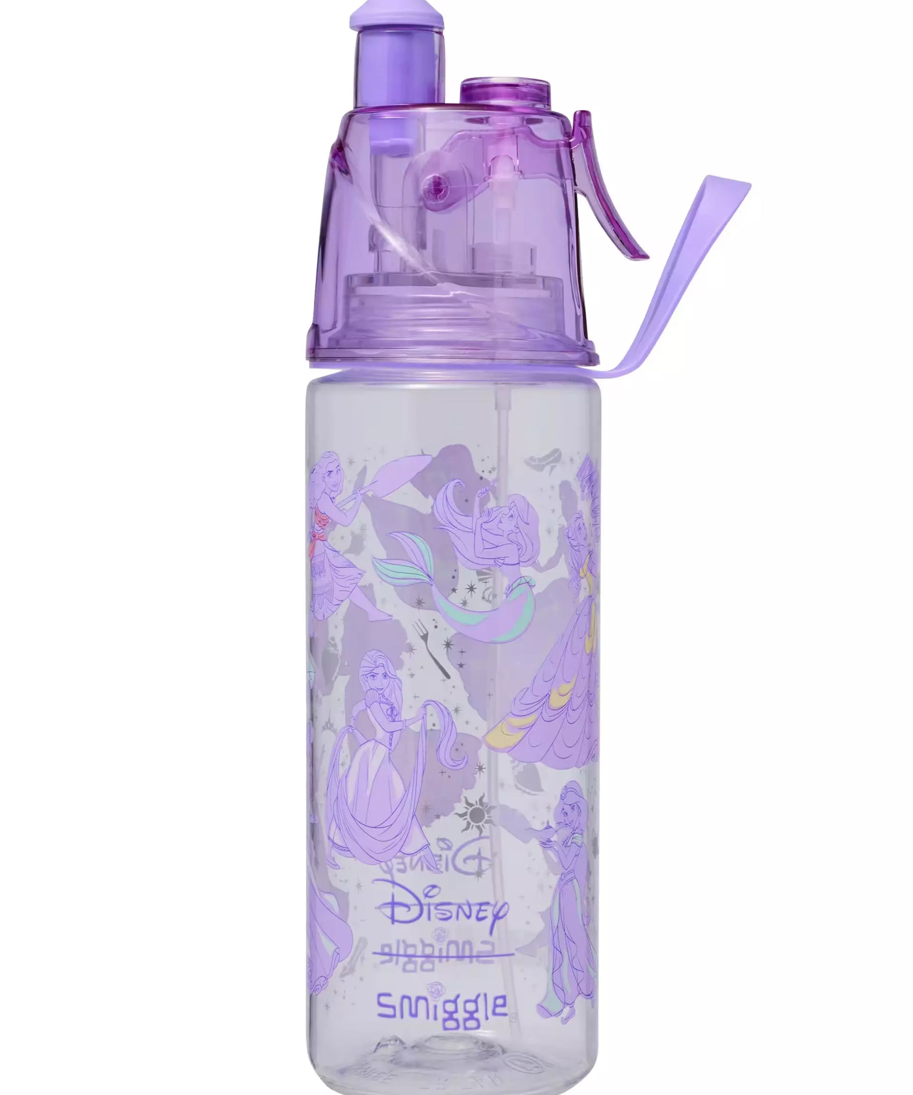 Smiggle - Disney Botella de Agua de 560ML con Spray de Princesa Sin BPA