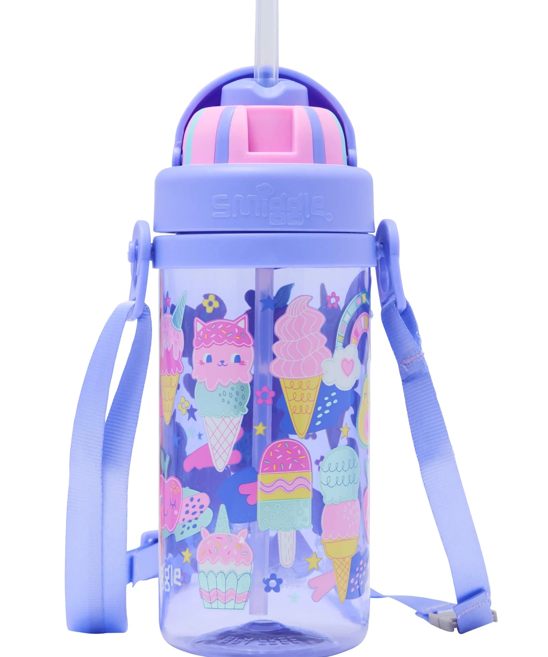 Smiggle - Happy Tales Botella de Agua de 400ML con Pajita Oculta Sin BPA