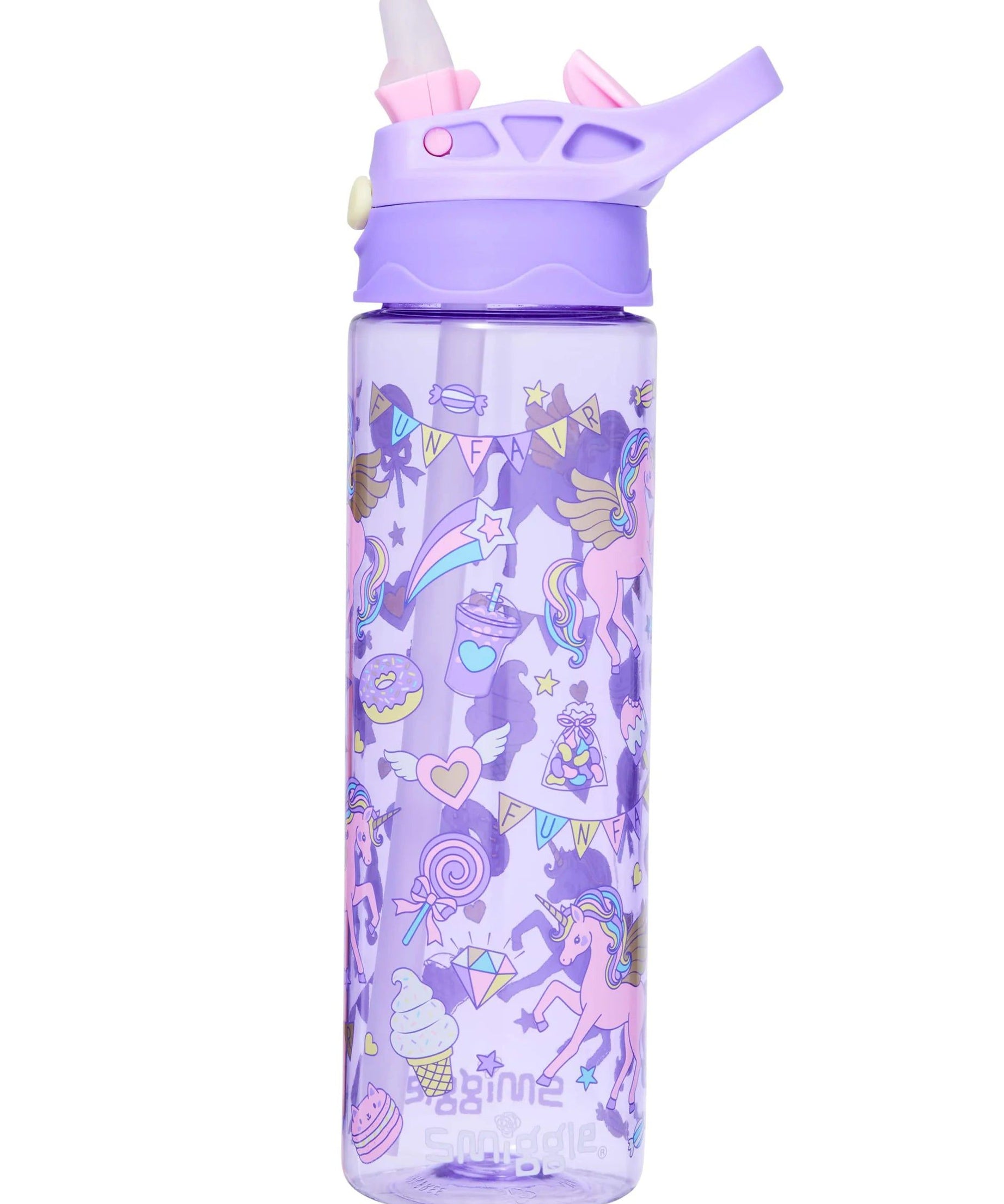 Smiggle - Fun Fair BPAsız 650ML Pipetli Suluk-Dinossi