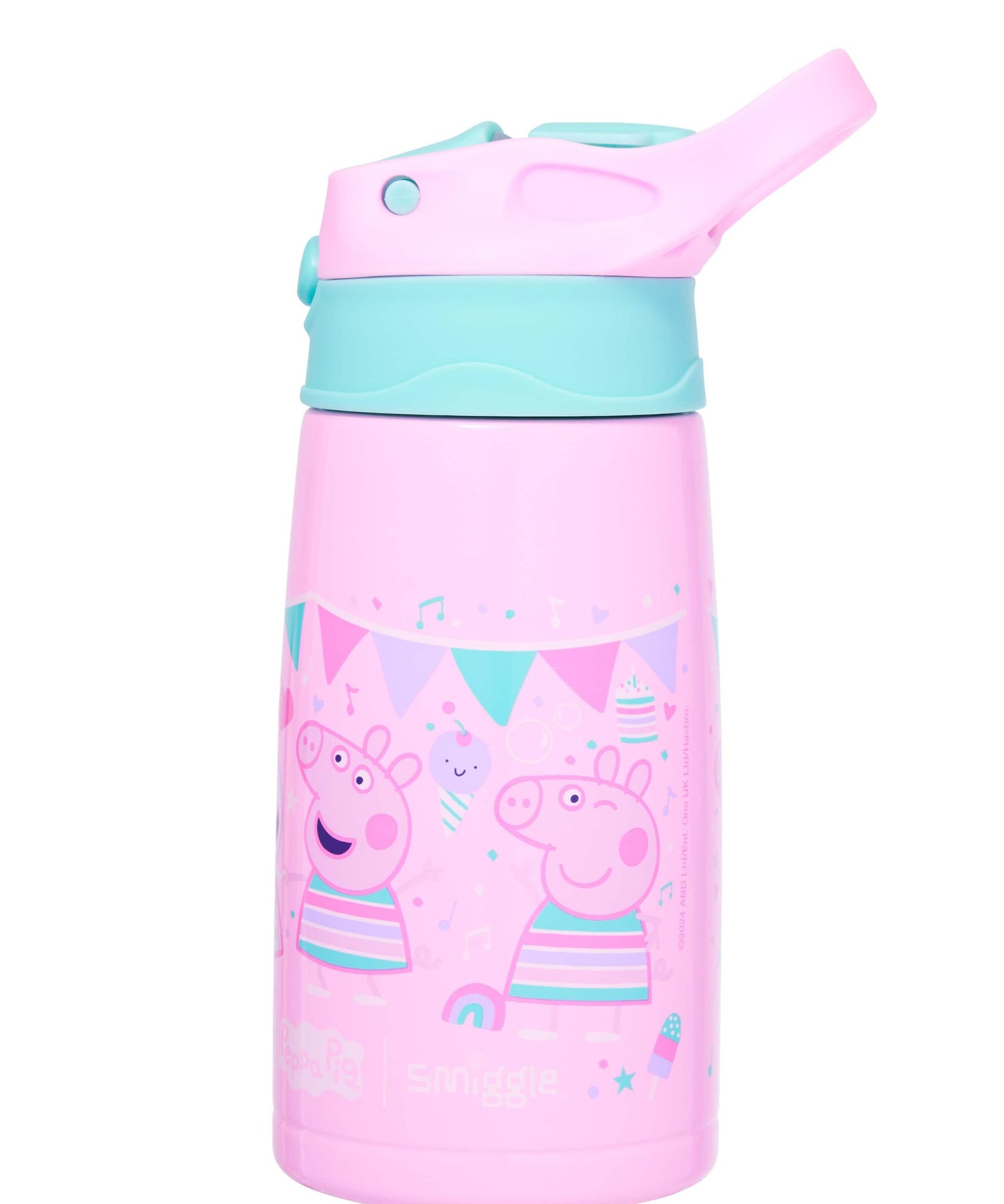 Smiggle - Peppa Pig 400ML Paslanmaz Çelik Otomatik Matara-Dinossi