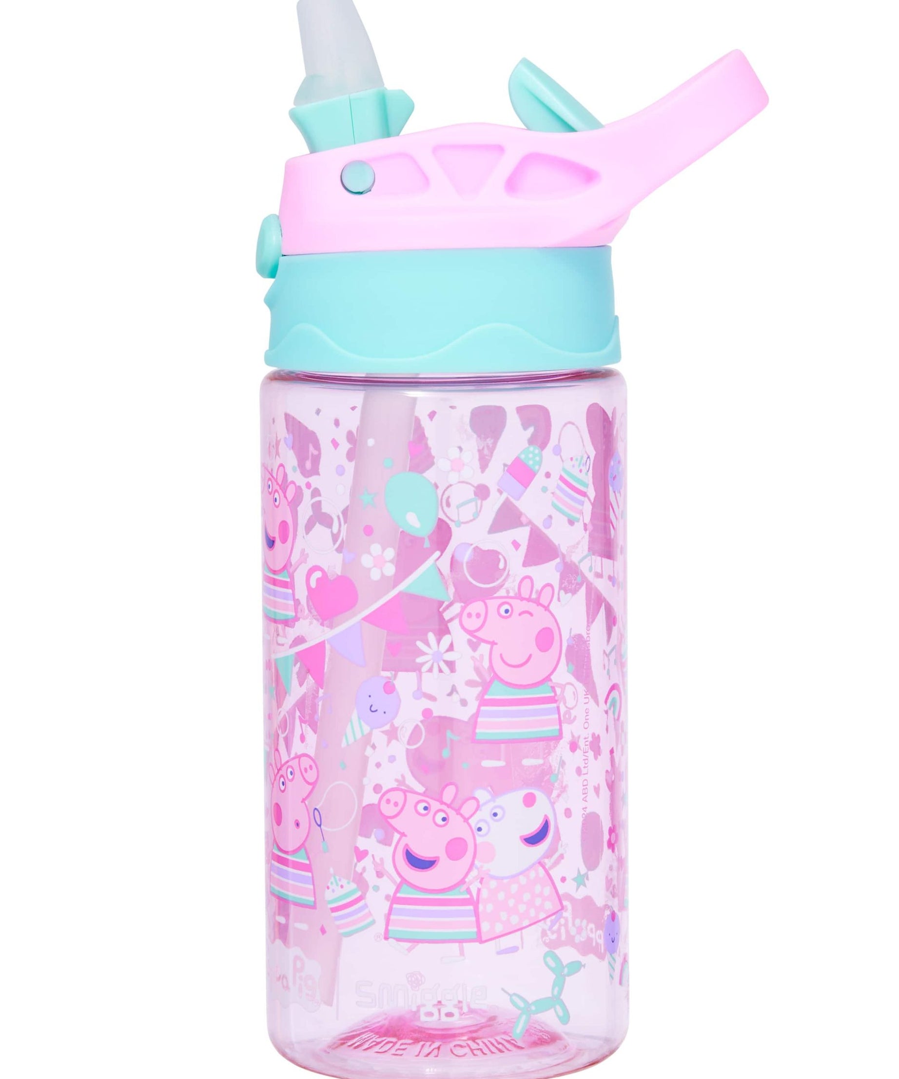 Smiggle - Peppa Pig 440ML Sin BPA Botella de Agua con Pajita Automática