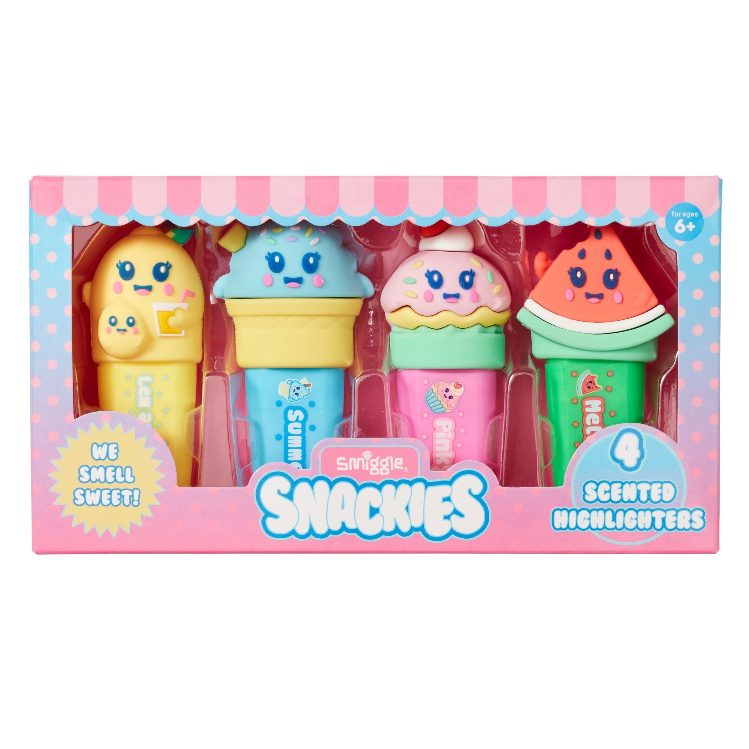 Smiggle - Snackies Fosforlu Kalem Paketi X4-Dinossi