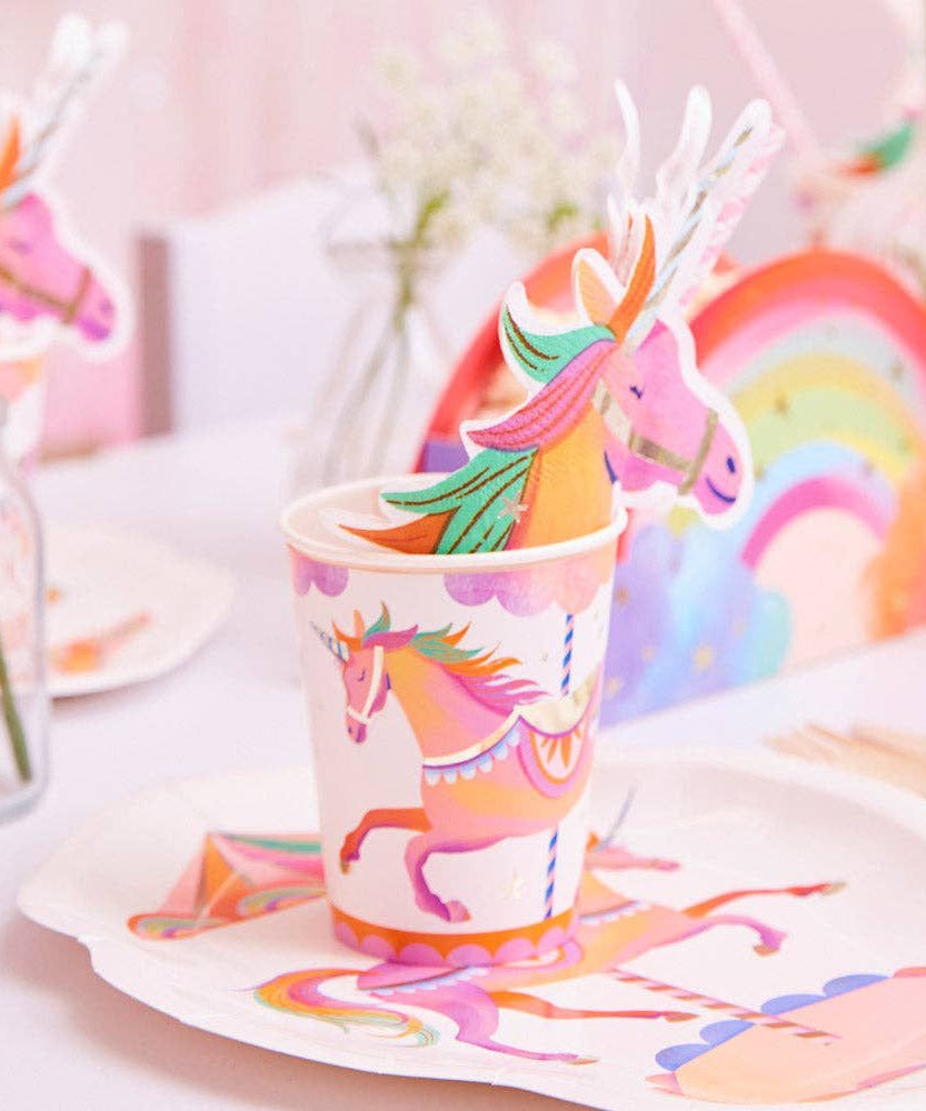 Party Pieces - Unicorn 8li Parti Karton Bardakları-Dinossi