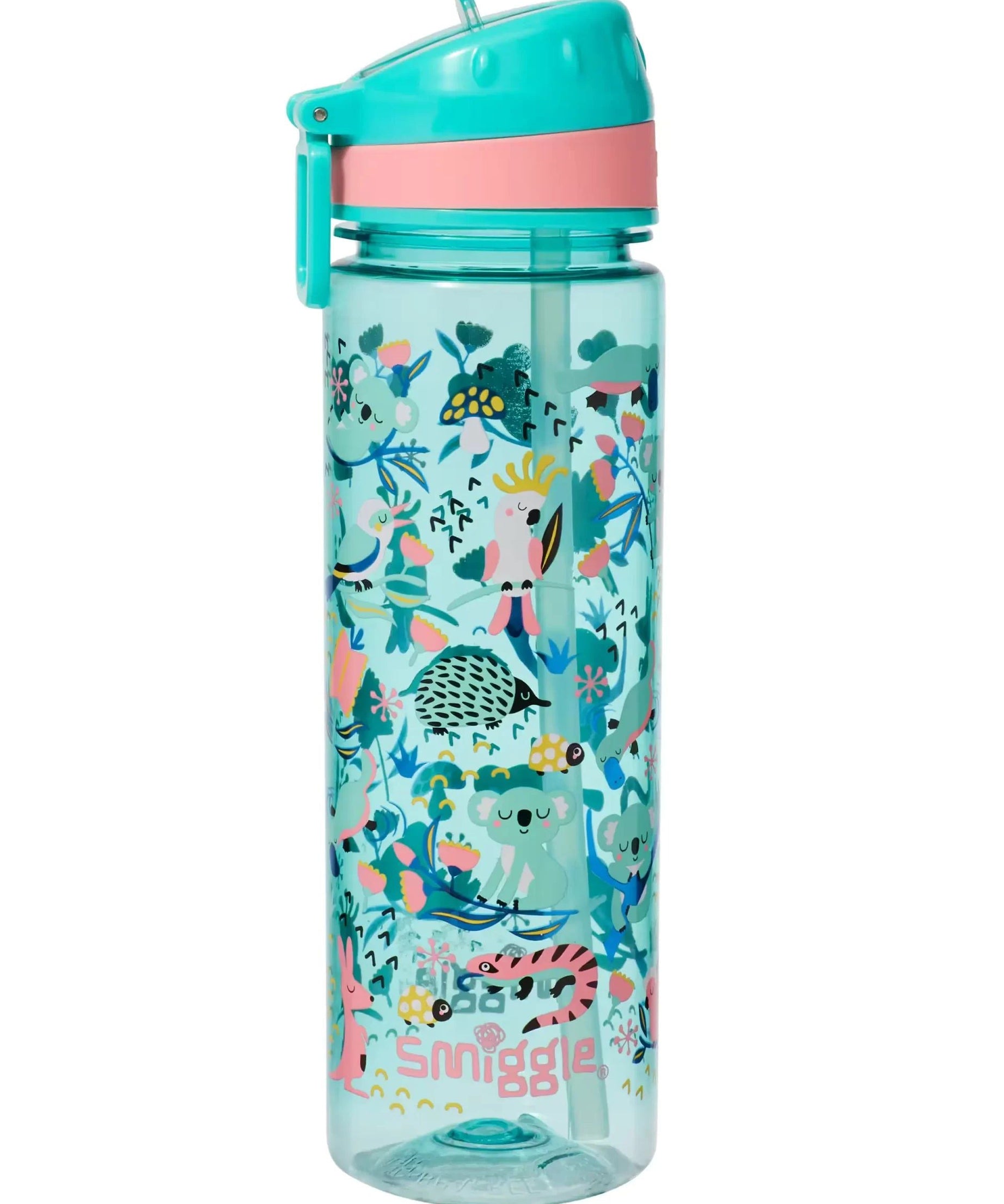 Smiggle - Hi There 650ML BPAフリー ウォーターボトル ストロー付き