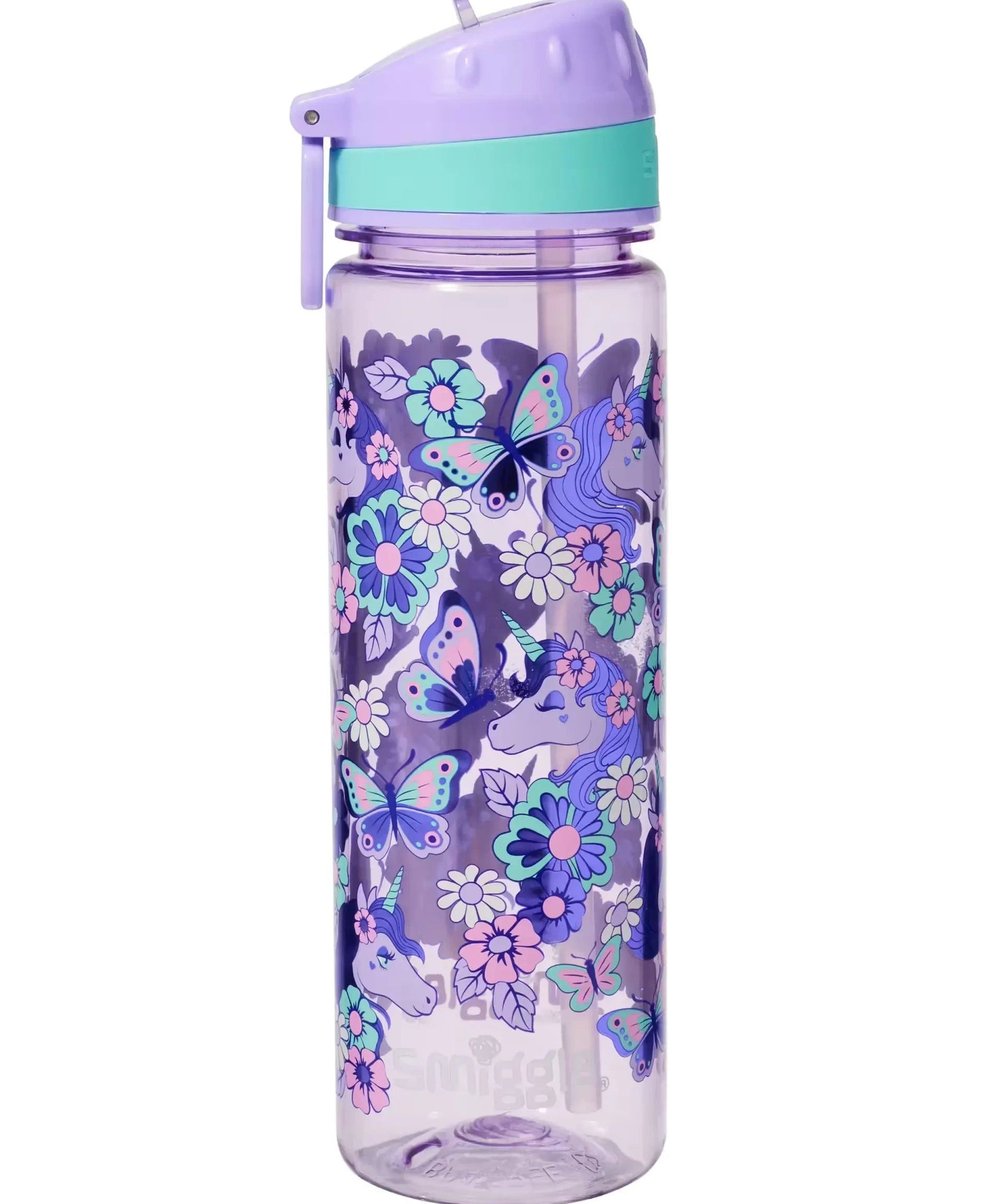 Smiggle - Hi There 650ML BPAフリー ウォーターボトル ストロー付き