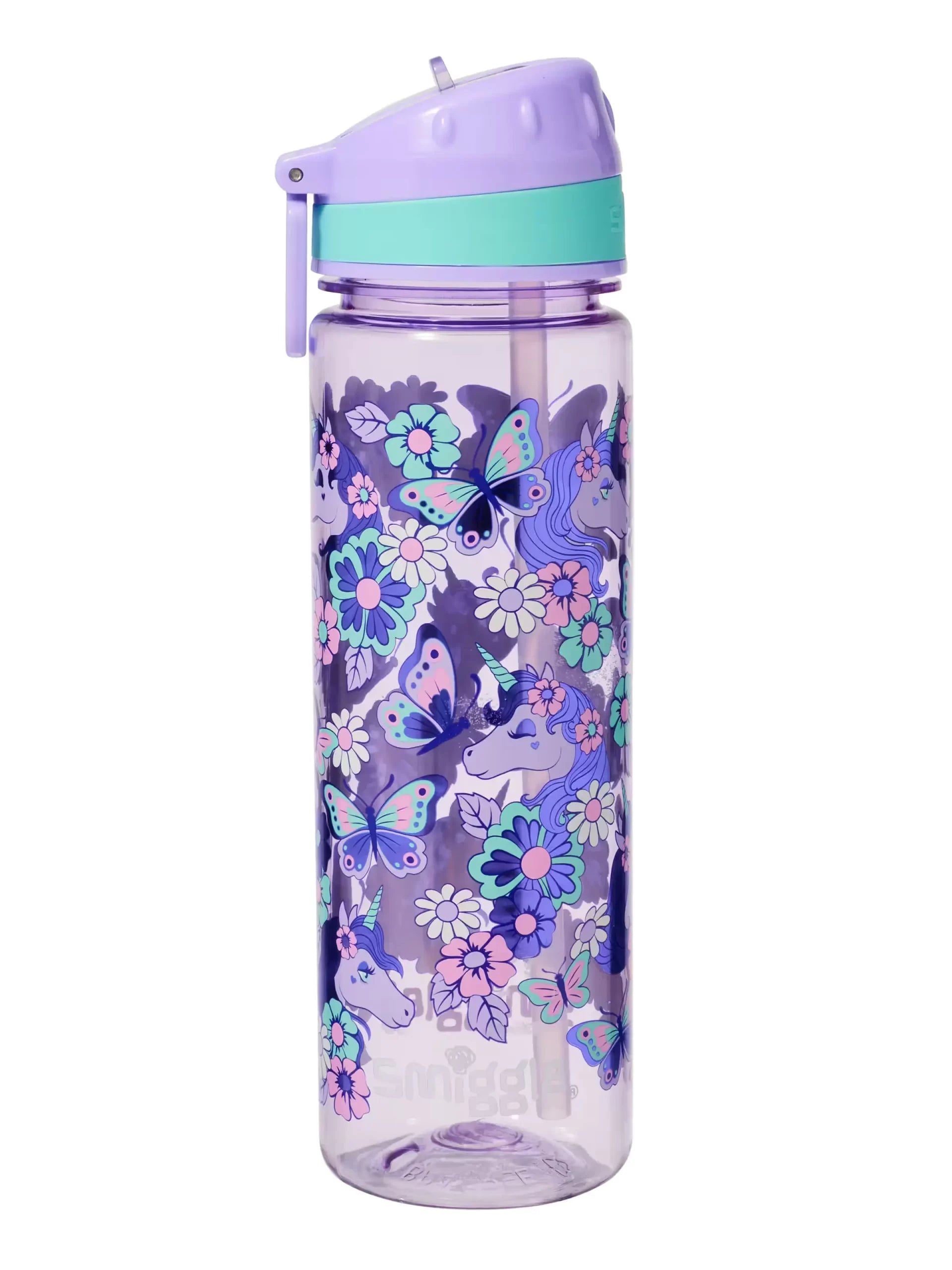 Smiggle – Hi There 650 ml BPA-freie Wasserflasche mit Strohhalm 