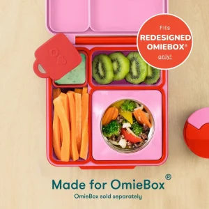 OmieBox Bento Box Contenedores con compartimento interior, 2 piezas, rosa y turquesa