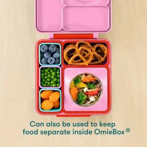 OmieBox Bento Box Contenedores con compartimento interior, paquete de 2, azul y amarillo